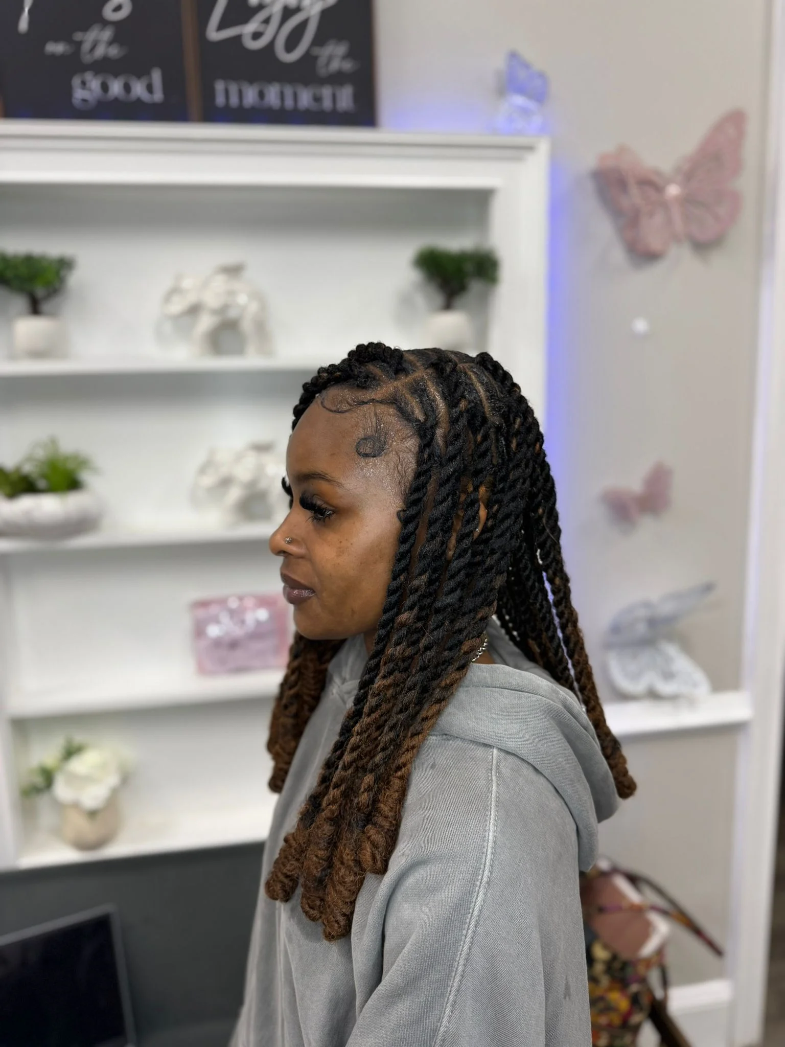 Faux Locs at Afro Luxe Braiding Bar, Laurel MD