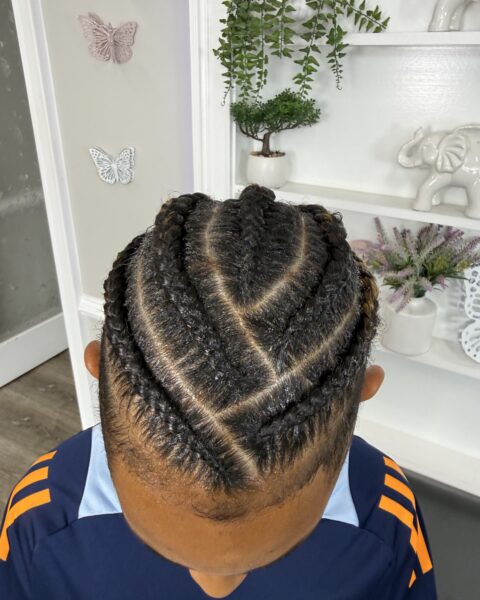 Boys Cornrows – sharp cornrows with neat parts, Afro Luxe Braiding Bar, Laurel MD
