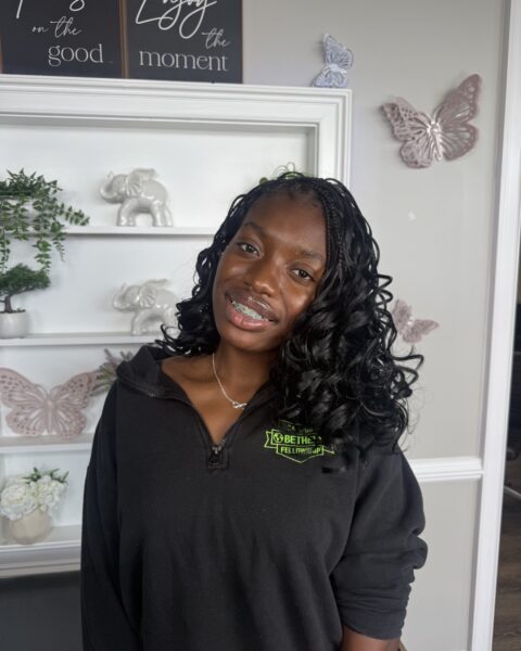 French Curls Boho – braids with bouncy french curls, boho style, Afro Luxe Braiding Bar, Laurel MD