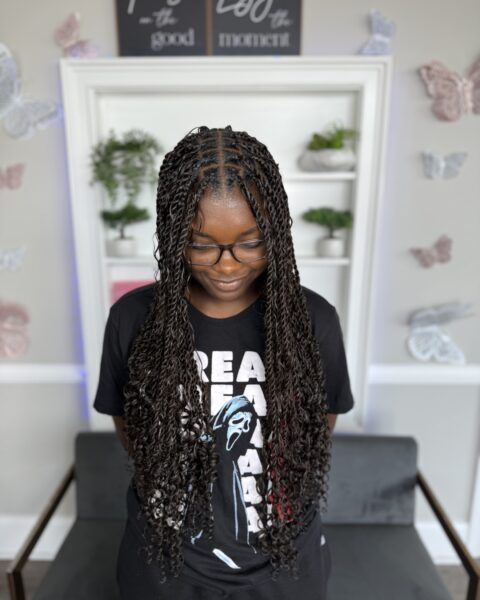 Senegalese Twist – long senegalese twists with curly ends, Afro Luxe Braiding Bar, Laurel MD
