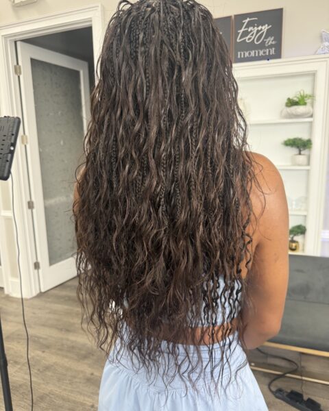 Water Wave Bora Bora – braids with soft water-wave texture, Afro Luxe Braiding Bar, Laurel MD